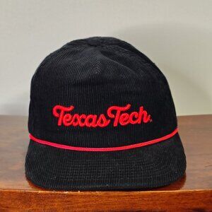 Texas Tech Hat Cap Snap Back Black Red Script Corduroy Rope NCAA Concho Mens
